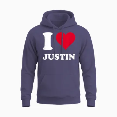 Rotes Herz I Love Justin Unisex Hoodie - Heather Sport Dark Navy