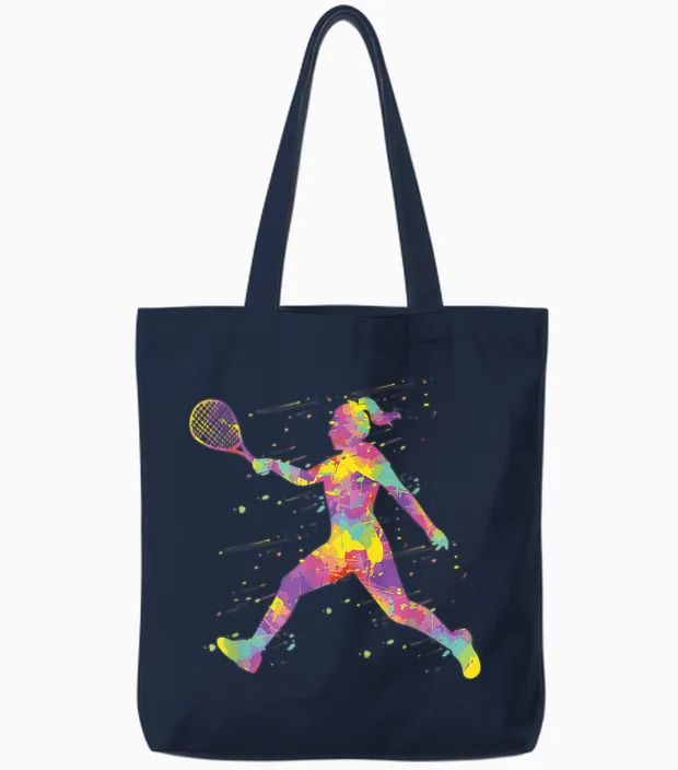 Tennis Mädchen Tennisspielerin Tote Bags in Navy