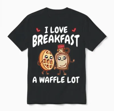 Breakfast Waffles - Waffle and Syrup Lover Unisex T-Shirt - Black