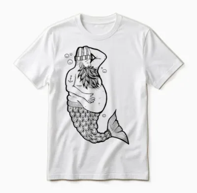 Mermaid Man, Anchor, Beard Unisex T-Shirt - White