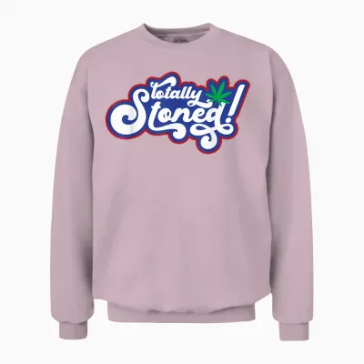 Retro Totally Stoned 420 Weed Marijuana T-Shirt, Black, S Unisex Sweatshirt - Light Pink