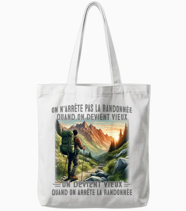 We Don't Stop Hiking When You Get Old T-Shirt, Black, S Tote Bags in White