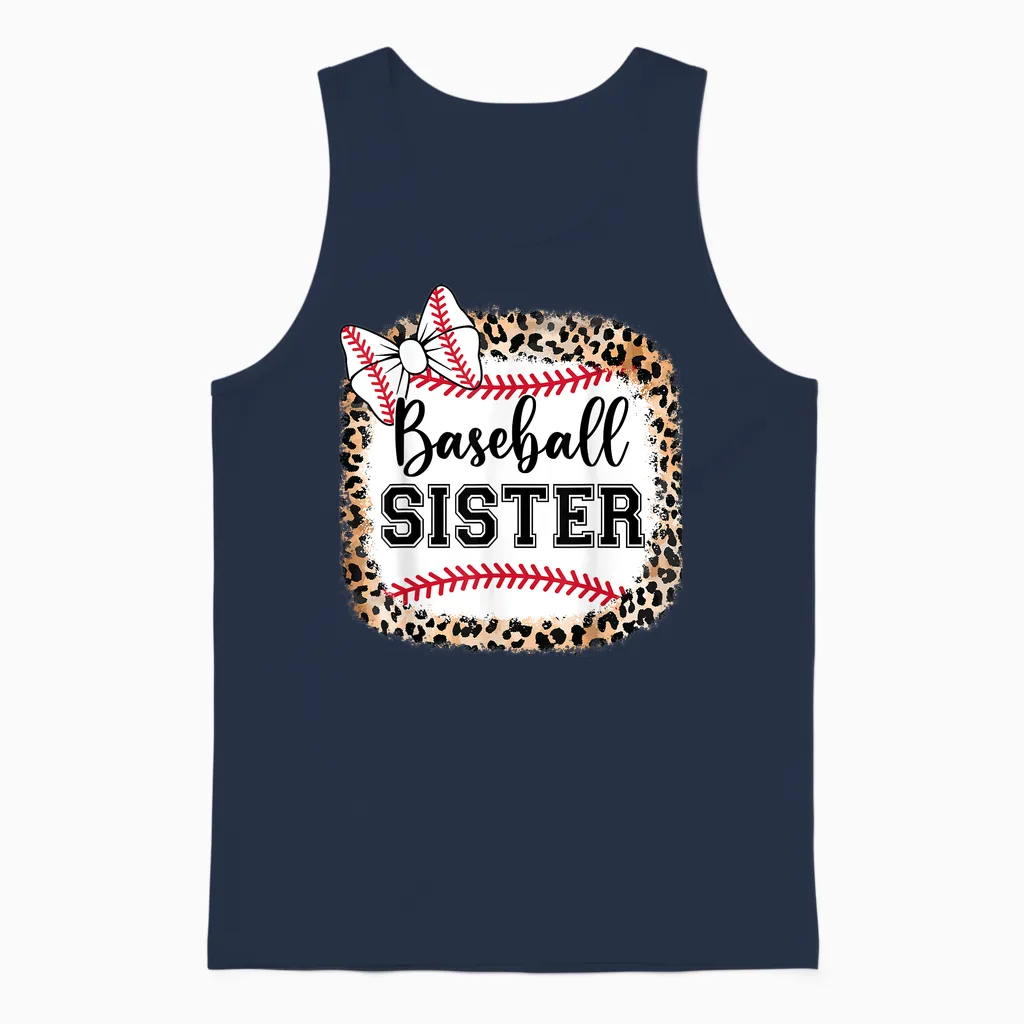 Toddler Baseball Sister Girl Youth Cute Little Biggest Fan Unisex Tank Top in Navy