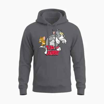 Tom and Jerry Tiptoeing Unisex Hoodie - Charcoal