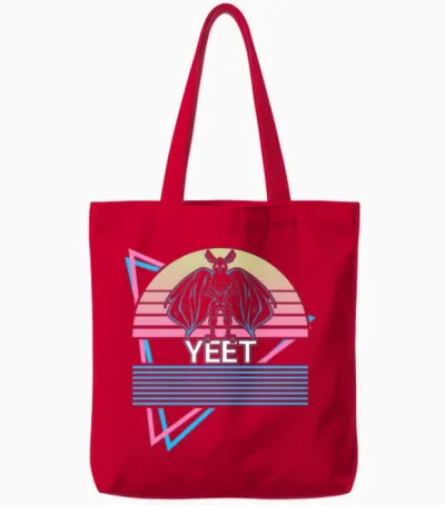 Mothman Cryptid Cryptozoology Retro Tote Bags - Red