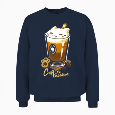 Funny Cat Cappuccino Unisex Sweatshirt - Navy