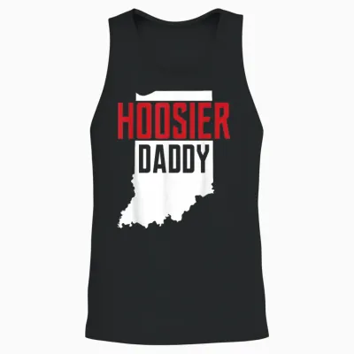 Hoosier Daddy Indiana State Map Gift Unisex Tank Top - Black