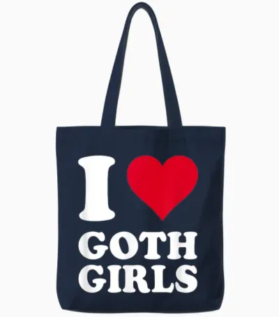 Rotes Herz Ich Liebe Goth Girls Tote Bags - Navy