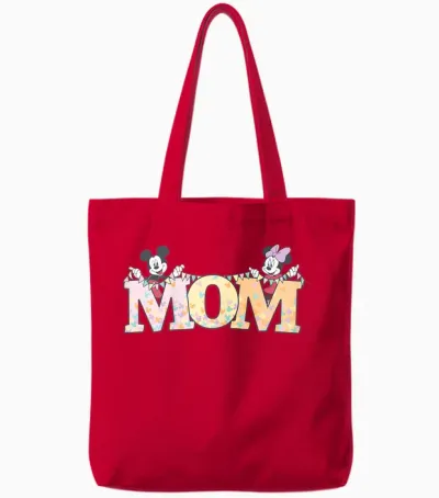 Disney Mom Mickey & Minnie Pastel Letters Family Disney Trip Tote Bags - Red