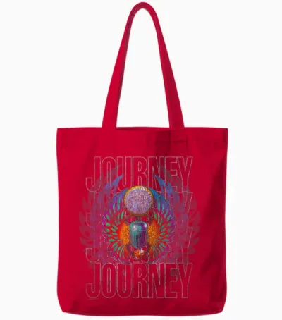 Journey Infinity Wings Vivid Scarab Vintage Band Tote Bags - Red