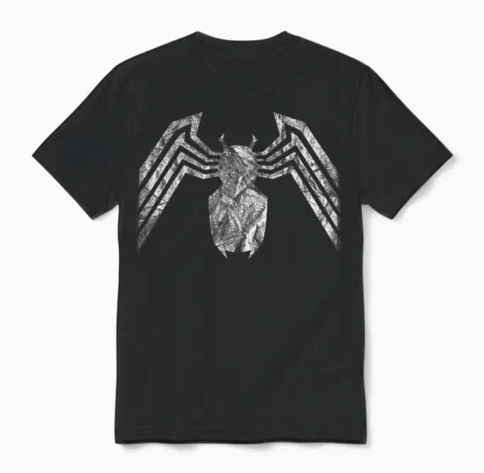 Marvel Venom Emblem White T-Shirt, Black Unisex T-Shirt in Black