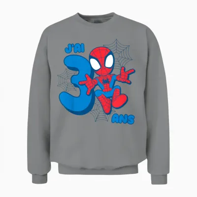 Kids Marvel Spider-Man Cute Spidey Birthday 3 Years Unisex Sweatshirt - Sport Grey