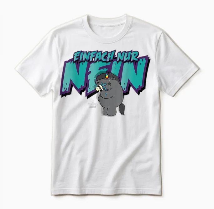 Pummel & Friends - Grummeleinhorn Simply No T-Shirt, Black, S Unisex T-Shirt in White