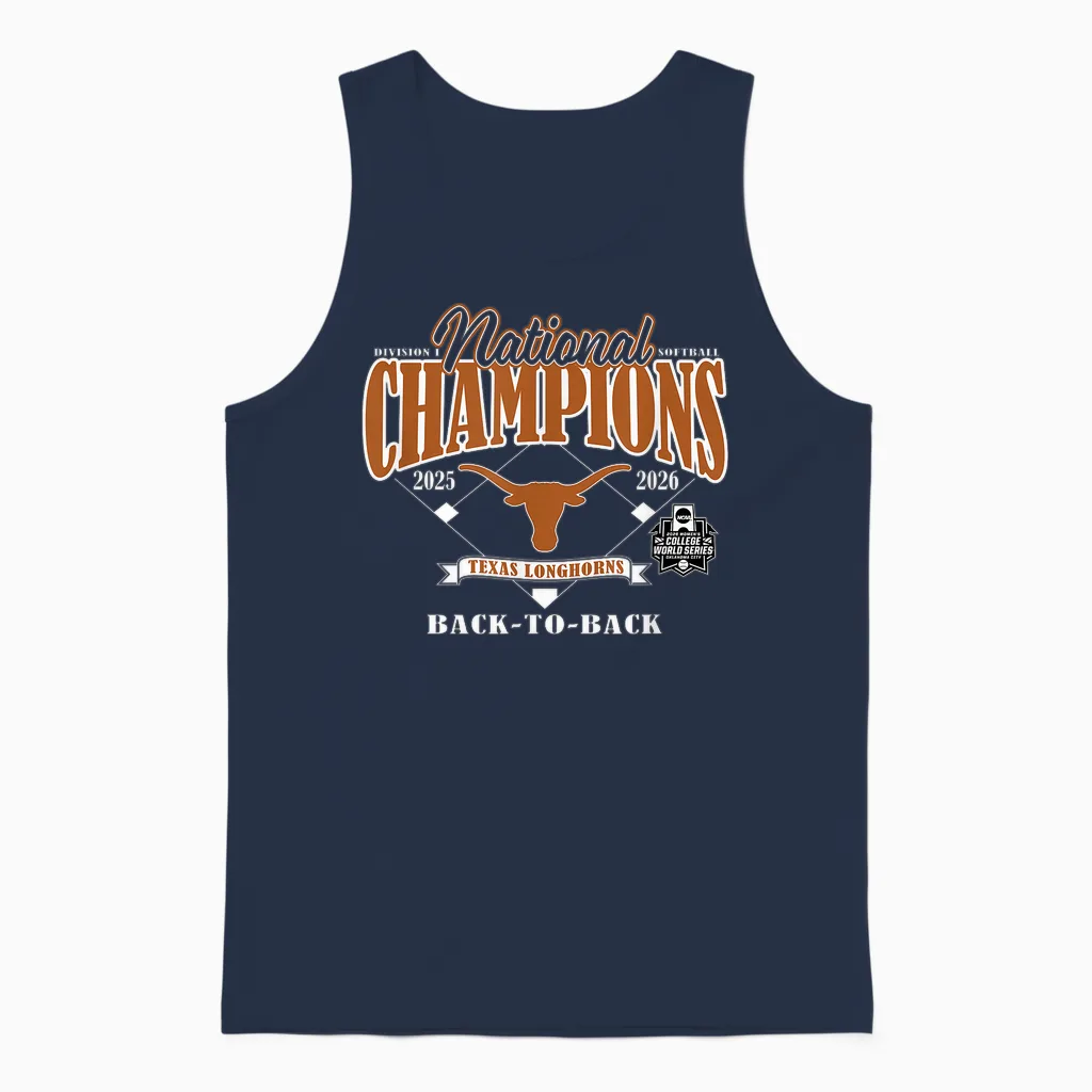 Texas Longhorns National Champs 2026 Softball Wcws Repeat Tees T Shirts for Women Unisex Tank Top in Navy
