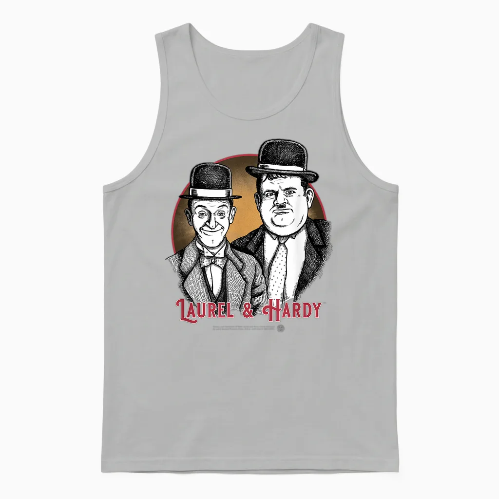 Laurel & Hardy Classic Comedy T-Shirt, Black, S Unisex Tank Top in Ash