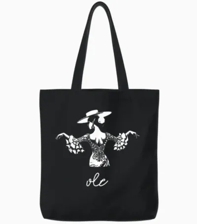 Femme Flamenco Espagnole T-Shirt, Black, S Tote Bags - Black