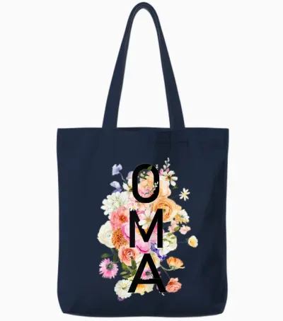 Oma Wildblumen Oma Frauen Muttertag Weihnachten Tote Bags - Navy