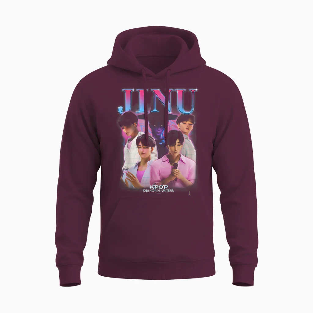 Kpop Demon Hunters Jinu Heartthrob Officially Licensed Unisex Hoodie in Maroon