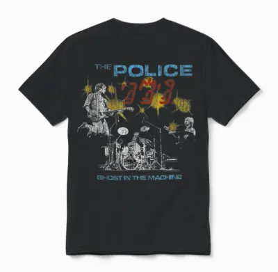 The Police Rock Music Band Ghost in the Machine T-Shirt, Black Unisex T-Shirt - Black