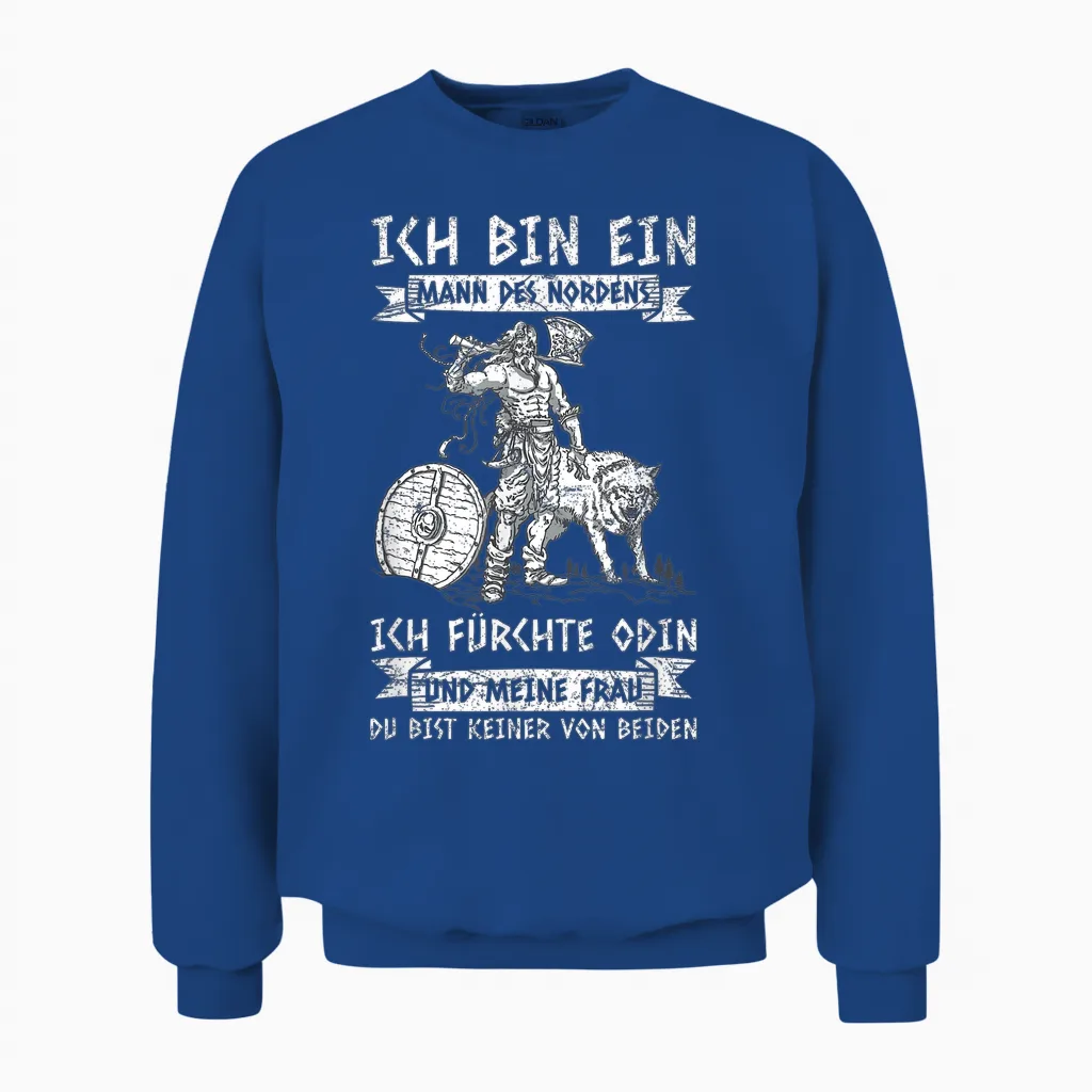 Men's Viking Ich Bin Ein Mann Des Nordens Nordmen T-Shirt, Black, S Unisex Sweatshirt in Royal