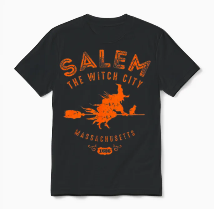 Halloween Salem the Witch City Unisex T-Shirt in Black