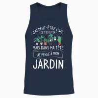 I May Have the Look of Listening to You Garden Unisex Tank Top in Navy - 2