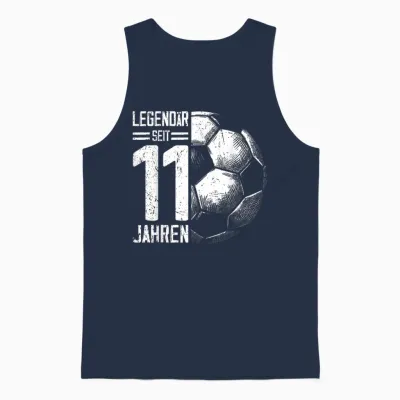 11th Birthday Retro Football Player 11 Years Boy Kids T-Shirt, Black Unisex Tank Top - Navy