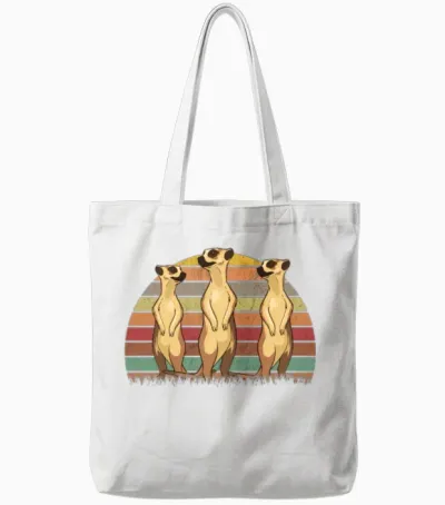 Meerkat Vintage Retro Tote Bags - White