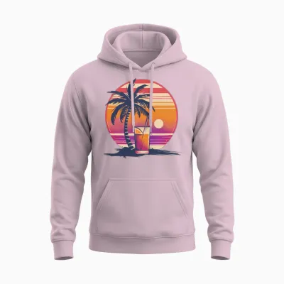 Retro Beach Cocktail Unisex Hoodie - Light Pink