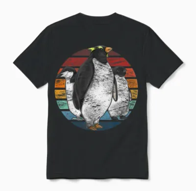 Retro Penguin Unisex T-Shirt - Black