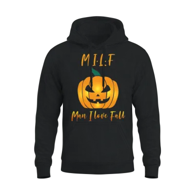 Milf Man I Love Fall Funny Unisex Hoodie - Black