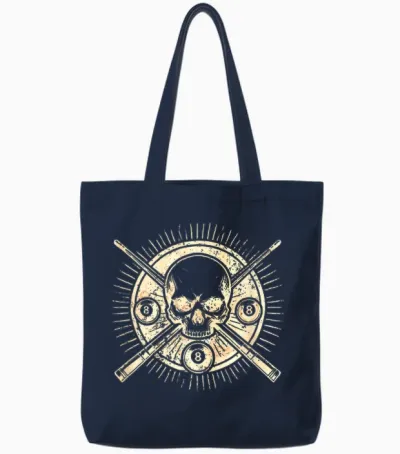 Pool Table Snooker Billiards T-Shirt Game, Black, S Tote Bags - Navy