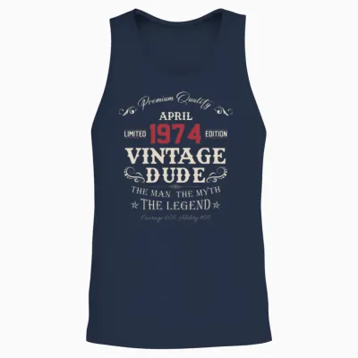 April 1974 Vintage Birthday Present Unisex Tank Top - Navy