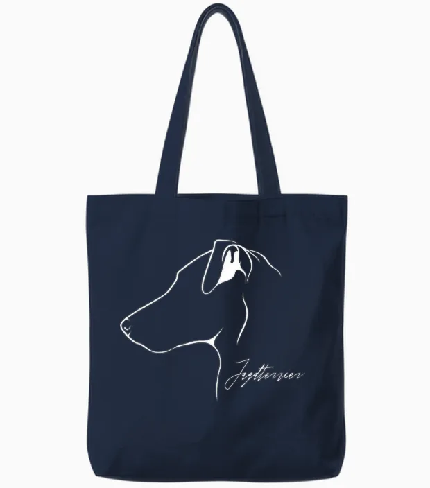 Deutscher Jagdterrier Profil Hunderasse Hund Hunde Jagdhunde Tote Bags in Navy