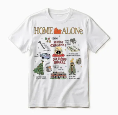 Home Alone Christmas Iconic Moments Doodle Chart Unisex T-Shirt - White