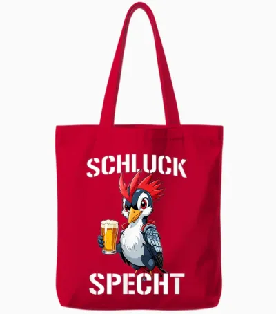 Specht Schluckspecht Papa Vatertag Bier Party Männertag Tote Bags - Red