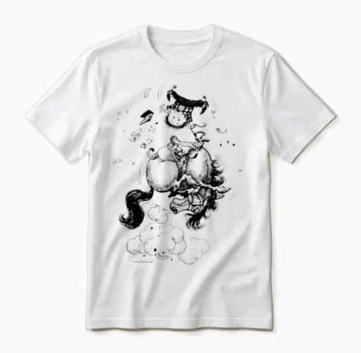 Thelwell Jumping Rodeo Western Pony Unisex T-Shirt in White