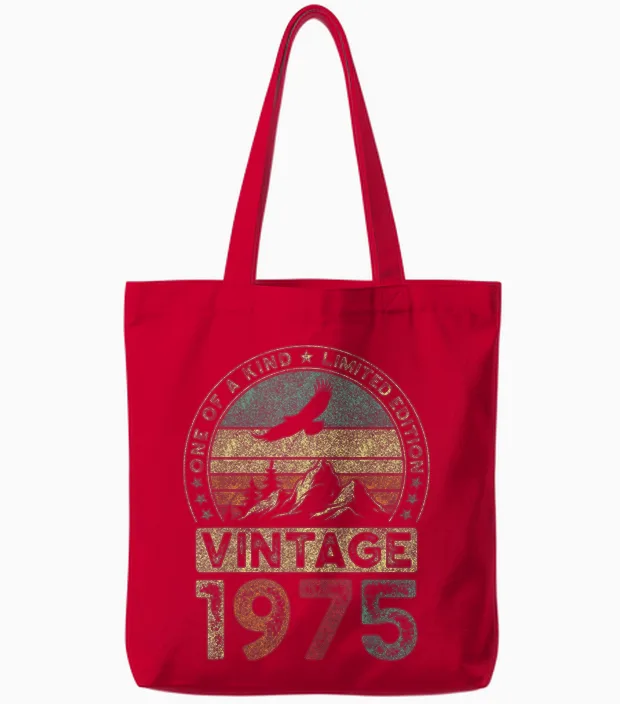 Vintage 1975, Limitierte Auflage, 51. Geburtstag, 51 Jahre Tote Bags in Red