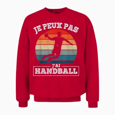 Je Peux Pas J'ai Handball Humour Handball Player Hand Fan Unisex Sweatshirt - Red