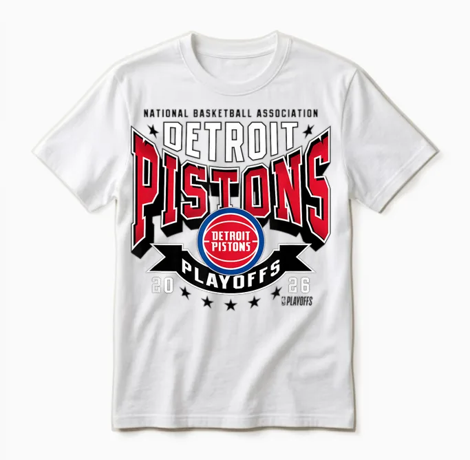 Nba Official 2026 Playoffs Detroit Pistons Next Unisex T-Shirt in White