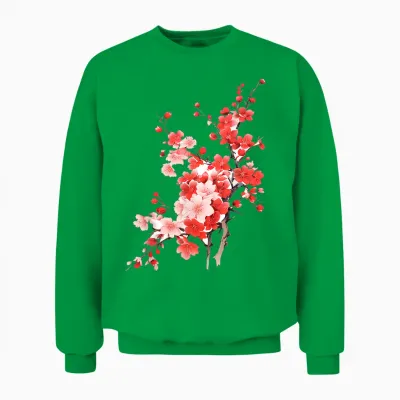 Cherry Blossom Flower Lover Kunstgrafik Blume Unisex Sweatshirt - Irish Green