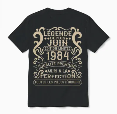 Juin 1984-42 Ans Anniversaire Cadeau Vintage 1984 T-Shirt Haut De Gamme Unisex T-Shirt - Black