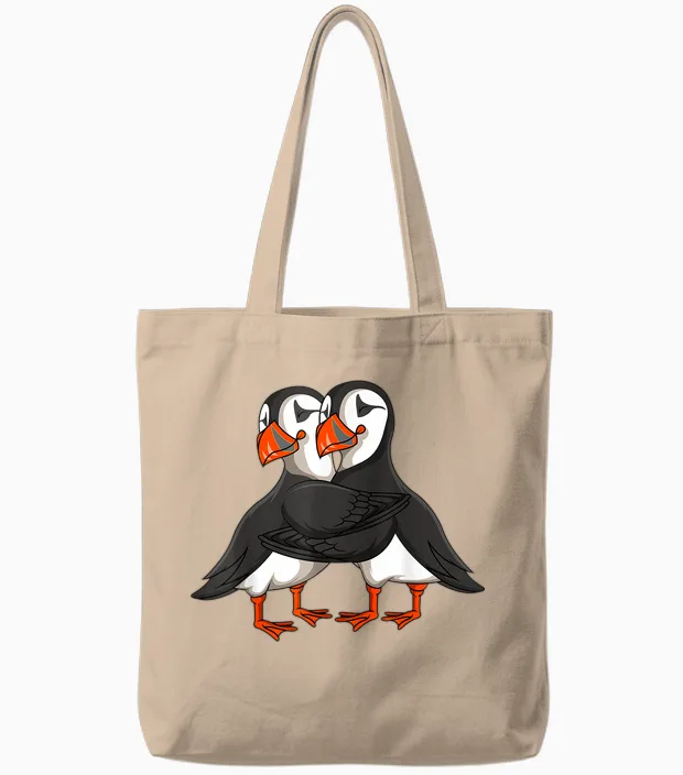 Puffin Papageitaucher Mädchen Kinder Tote Bags in Natural