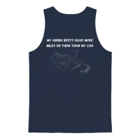 Funny Hiking More Miles — & Outdoors Gift Unisex Tank Top - Navy – 1