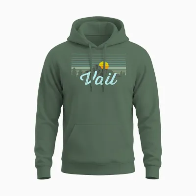 Vail Retro Style Colorado Unisex Hoodie - Military Green