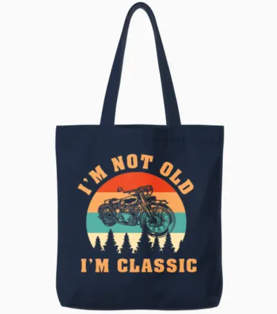 Retro Fashion Tote Bags - Navy