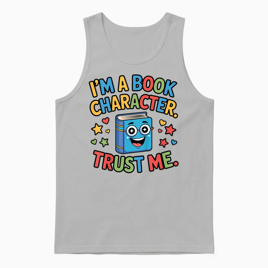 I'm a Book Character Costumes for Kids Storybook Character Unisex Tank Top in Ash