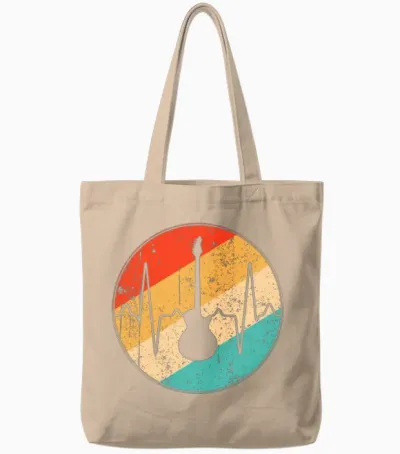 Rock Retro Heartbeat Tote Bags - Natural
