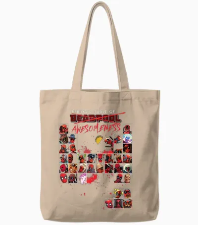 Marvel Deadpool Periodic Table of Awesomeness T-Shirt Small Tote Bags - Natural