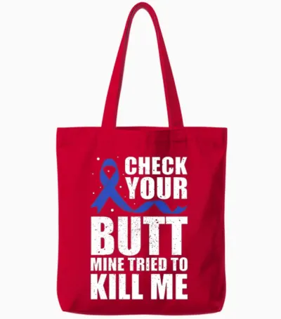 Funny Colon Cancer Awareness Tote Bags - Red